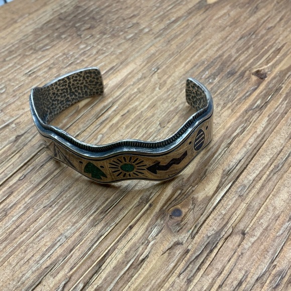 Carolyn Pollock Inlay Multi Gemstone Sterling Silver Storyteller Cuff Bracelet main image 2